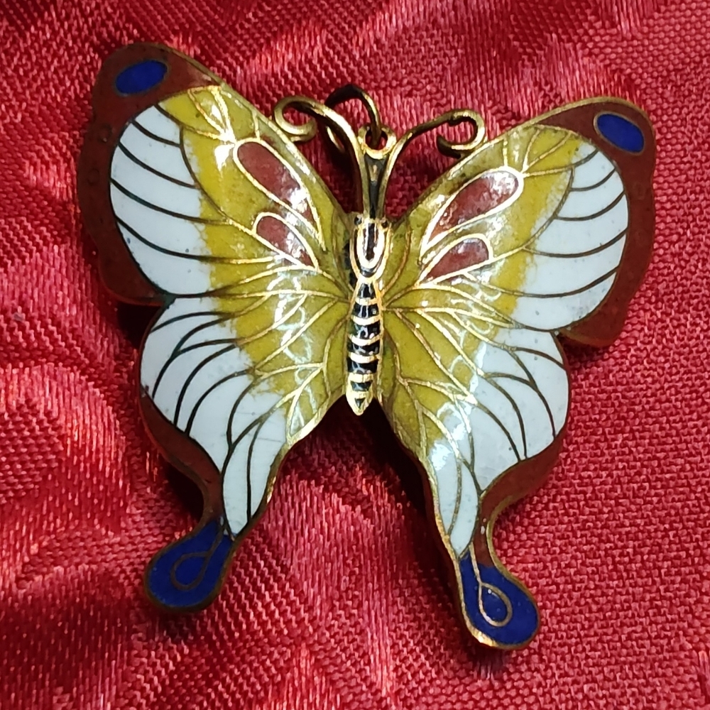 Vintage Cloisonne Butterfly Brooch